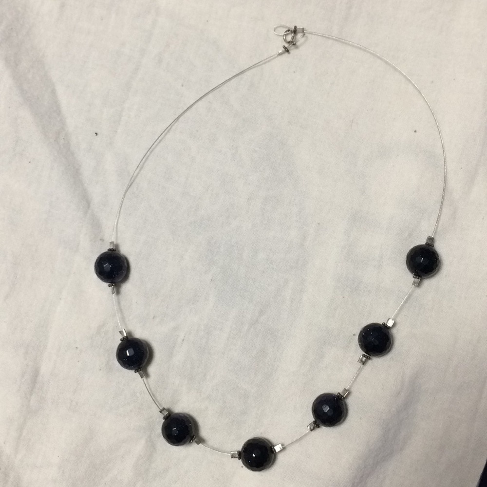 Large blue and purple bead necklace
